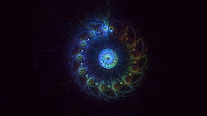 Obraz premium 3D manual rendering abstract round light background. Its not AI Generatd illustration.