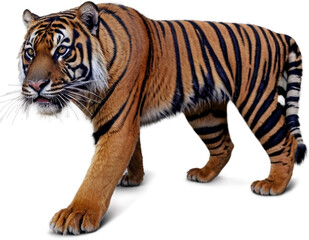Obraz premium The tiger is walking, tiger isolated on white background