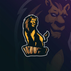 Lion mascot logo design vector with modern illustration concept style for badge, emblem and t shirt printing. Standing lion illustration.