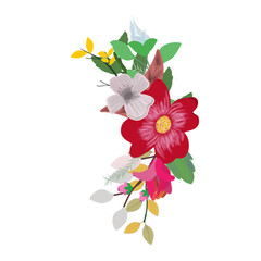 flowers art,red and white flowers 