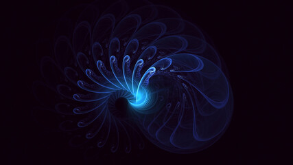 3D manual rendering abstract blue fractal light background. Its not AI Generatd illustration.
