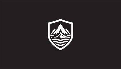 shield with montain, montain, montain logo, montain design, montain image,