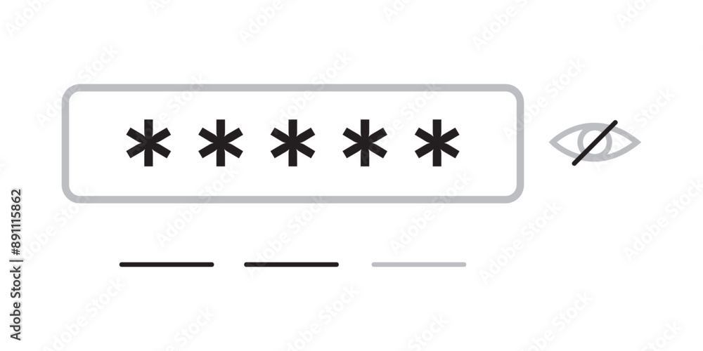Fototapete login password weak strong account registration. login password form app vector website
