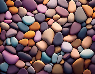 Detailed Stone Texture Background with Smooth Pebbles and Varied Hues