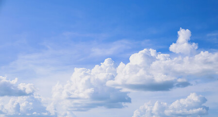 The sky is blue with beautiful clouds.
