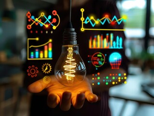 Business growth strategy, planning icons,