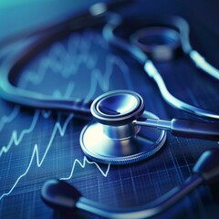 a stethoscope intertwined with a continuous heartbeat wave
