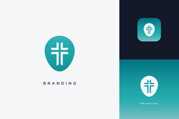 Fototapeta premium T Letter Church Trademark Brand Logo