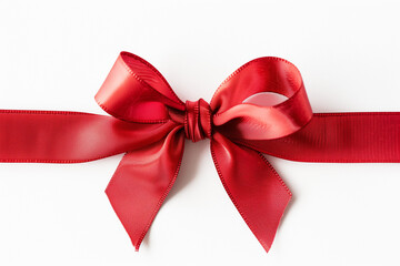 red ribbon bow on a white background
