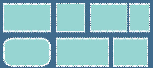 Set of postage stamp mockup blank isolated on transparent background.