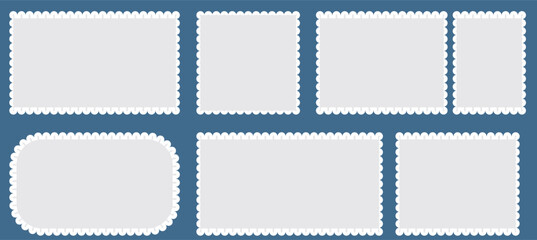 Set of postage stamp mockup blank isolated on transparent background.