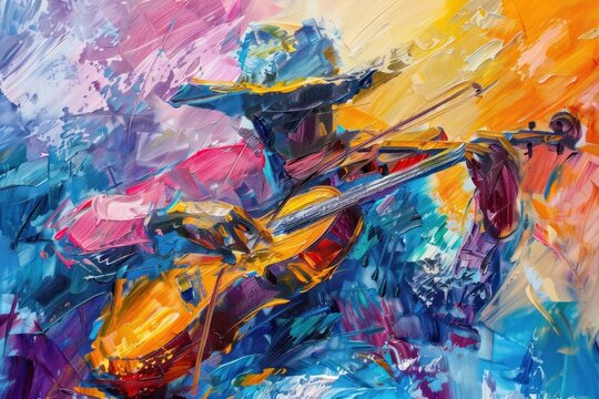 Musician jamming painting art female.