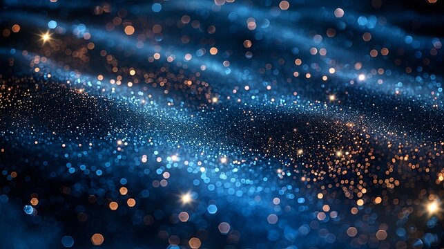 Glitzernde blaue Oberfl&auml;che mit funkelnden Lichtern