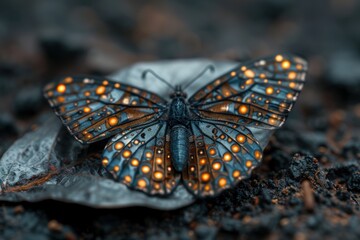 Intricate butterfly with glowing spots