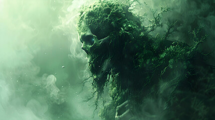 Grotesque Skeleton in a Haunted Landscape