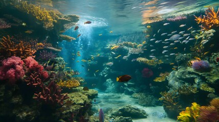 42. "An underwater ecosystem with diverse marine flora and fauna