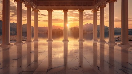 Fototapeta premium Ancient Temple with Sunset View