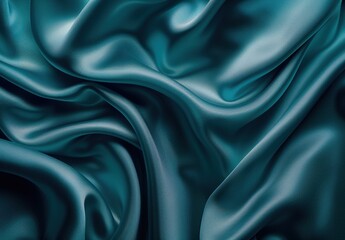 Obraz premium Flowing teal satin fabric