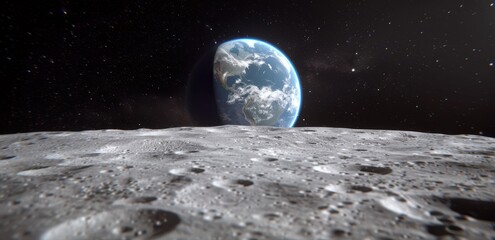 View of the Earth from the surface of the Moon