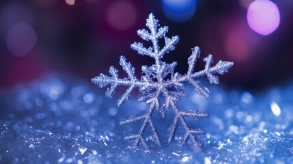 Sparkling snowflake on winter background