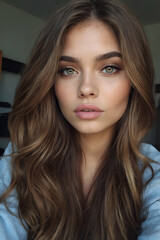 Naklejka premium portrait of a stunning girl for profile