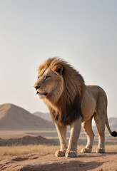  Majestic lion surveying its territory. 