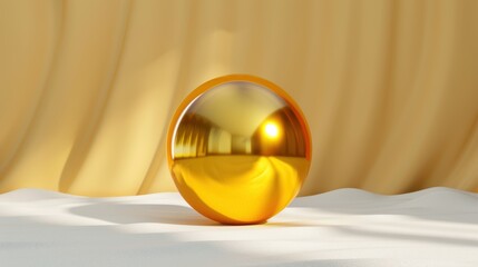 Reflective glass sphere on a white surface