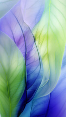 Lime Green and Violet abstract image with leaf patterns, translucent planes, and net art. This minimalist mobile wallpaper offers a colorful, nature-inspired design that is both serene and harmonious