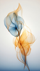 Blue and Gold abstract image featuring leaf patterns, translucent planes, and net art. minimalist mobile wallpaper combines colorful, nature-inspired imagery with a serene and sophisticated 