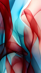 Vibrant Turquoise and Red abstract image featuring leaf patterns, translucent planes, and net art. minimalist mobile wallpaper blends colorful, nature-inspired imagery with a dynamic design