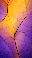 Purple and Yellow abstract image featuring leaf patterns, translucent planes, and net art.  minimalist mobile wallpaper combines colorful, nature-inspired imagery with a vibrant and harmonious design