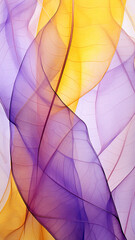 Purple and Yellow abstract image featuring leaf patterns, translucent planes, and net art.  minimalist mobile wallpaper combines colorful, nature-inspired imagery with a vibrant and harmonious design