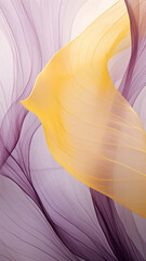 Purple and Yellow abstract image featuring leaf patterns, translucent planes, and net art.  minimalist mobile wallpaper combines colorful, nature-inspired imagery with a vibrant and harmonious design