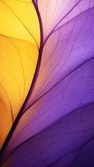 Purple and Yellow abstract image featuring leaf patterns, translucent planes, and net art.  minimalist mobile wallpaper combines colorful, nature-inspired imagery with a vibrant and harmonious design