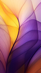 Purple and Yellow abstract image featuring leaf patterns, translucent planes, and net art.  minimalist mobile wallpaper combines colorful, nature-inspired imagery with a vibrant and harmonious design