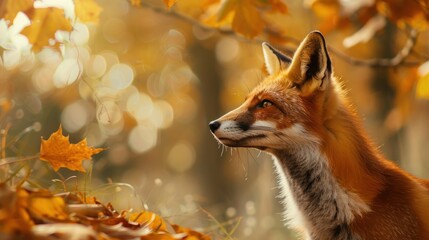 Red Fox in Autumn Forest