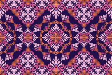 seamless Oreintal Flora Damask Seamless pattern  embroidery, Indian style.  art ornament print.Design for carpet, cover.wallpaper, wrapping, fabric, clothing