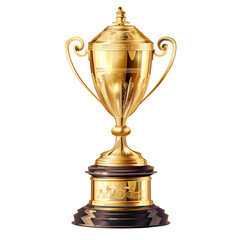 Golden trophy cup isolated on a transparent background, perfect for awards, achievements, and victory themes. generated by Ai