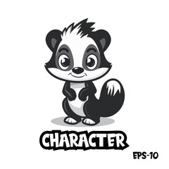 monochrome fox logo, vector, illustration, eps 10, mascot, character, cute