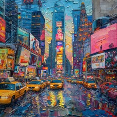 Fototapeta premium A Vibrant Evening in Times Square