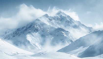 Snowy mountains in winter, Caucasus, Georgia, ski resort Gudauri.
