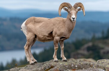 Obraz premium Majestic mountain goat standing on rocky outcrop