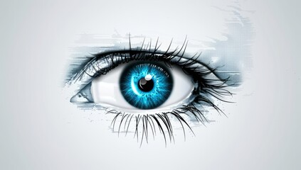 Abstract eye icon with blue eyeball