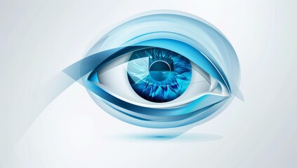 Abstract eye icon with blue eyeball