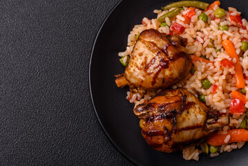 Delicious grilled chicken legs with spices and herbs