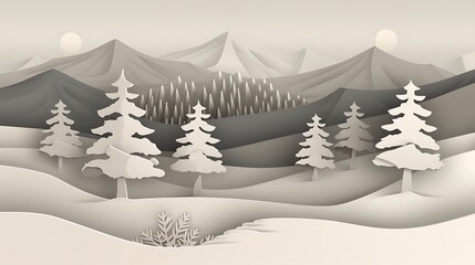 Papercut Mountains with Forest