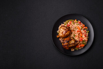 Delicious grilled chicken legs with spices and herbs