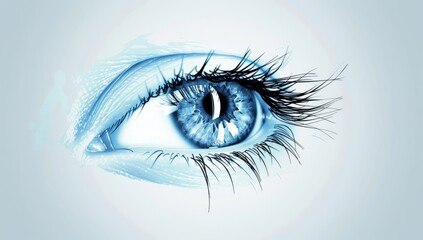 Abstract eye icon with blue eyeball