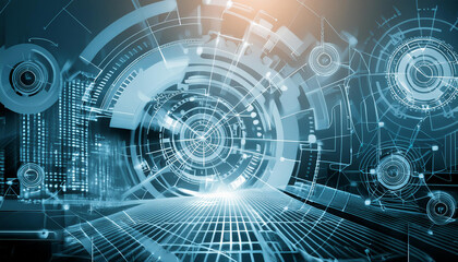 Obraz premium Digital abstract background representing technological concepts and AI development