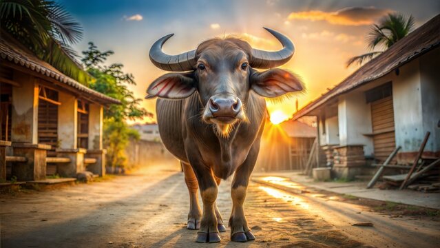 Toro bravissimo field sunset countryside rural village